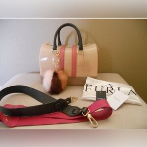 EXTRAS Auth Furla Candy Cookie leather & handles, excellent, & pink purse